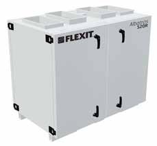 Flexit L20 og S20 for topp- henholdsvis sidetilkobling av kanaler Kapasitet S20 L20 Krav h80 %, SFP < 2,0 2 000 m 3 /h 2 000 m 3 /h Krav h85 %, SFP < 1,5 1 350 m 3 /h 1 350 m 3 /h Ved 200 Pa