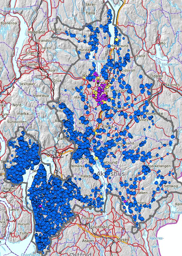 Grunnvannsborehull Nasjonal grunnvannsdatabase (GRANADA) Landsdekkende oversikt - grunnvannsbrønner -