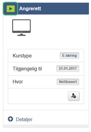 For å kjøre e-lærings kurs, kan du klikke på pilen foran navnet på kurset.