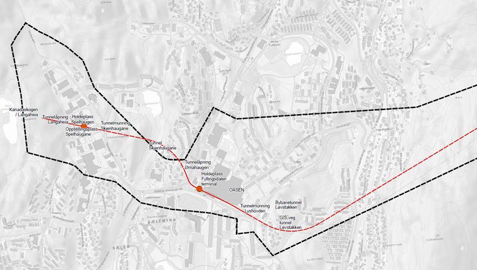 1. Innledning Bergen kommune har utarbeidet reguleringsplan for Bybanen byggetrinn 4, delstrekning 3 Mindemyren Fyllingsdalen, planid 64050000.