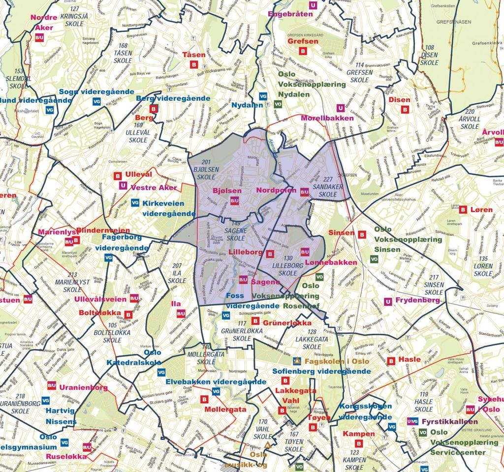 OMRÅDE 3 SENTRUM NORD Området strekker seg fra Grünerløkka opp til Nydalen og avgrenses mot Uelands gate i vest og Trondheimsveien i øst.