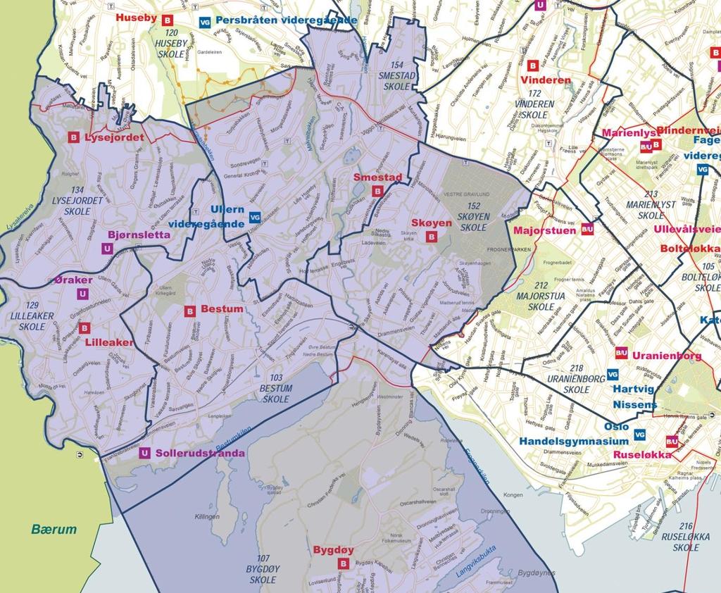 OMRÅDE 5 ULLERN BYGDØY Området ligger vest for Frognerparken, tar med seg Bygdøy og strekker seg opp til Husebyskogen.