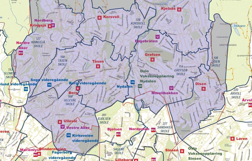 OMRÅDE 8 NORDRE AKER Området strekker seg nordover fra Ullevål, adskilles mot Vestre Aker av Gaustadbekkdalen, tar med seg Kjelsås, Korsvoll og Grefsen og stopper mot Årvoll i øst.