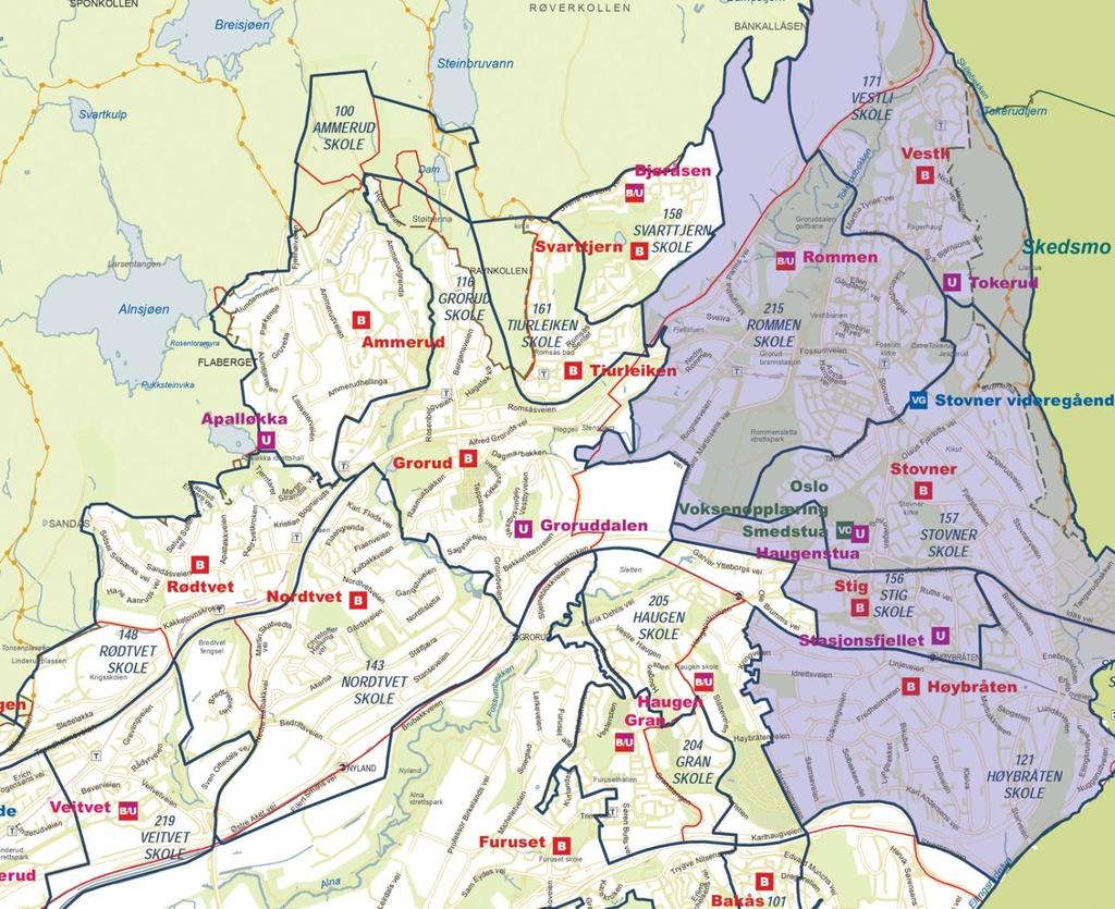 Område 11 Groruddalen nord Området ligger øverst i Groruddalen og er sentrert rundt Stovner. Området tar også med seg Høybråten i sør.