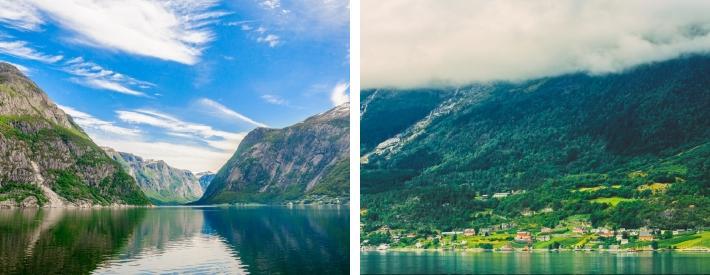 Dere passerer blant annet Vøringfossen og mange vakre bygder på veien. Kommer dere med båten i mai og juni møter dere synet av alle frukttrærne i full blomst.