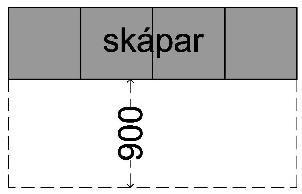 Lágmarks rýmisþörf fyrir framan skápa. Öll mál í mm.