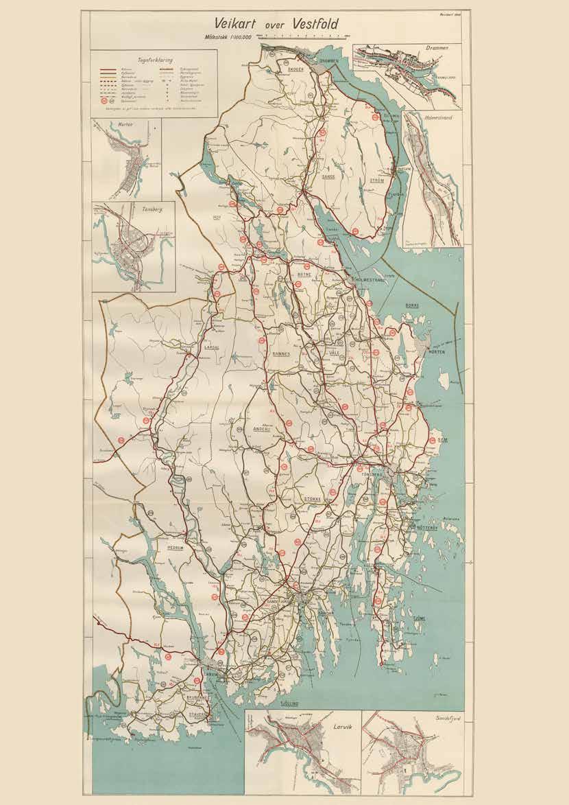 Historisk fylkeskart som viser kommunegrensene de