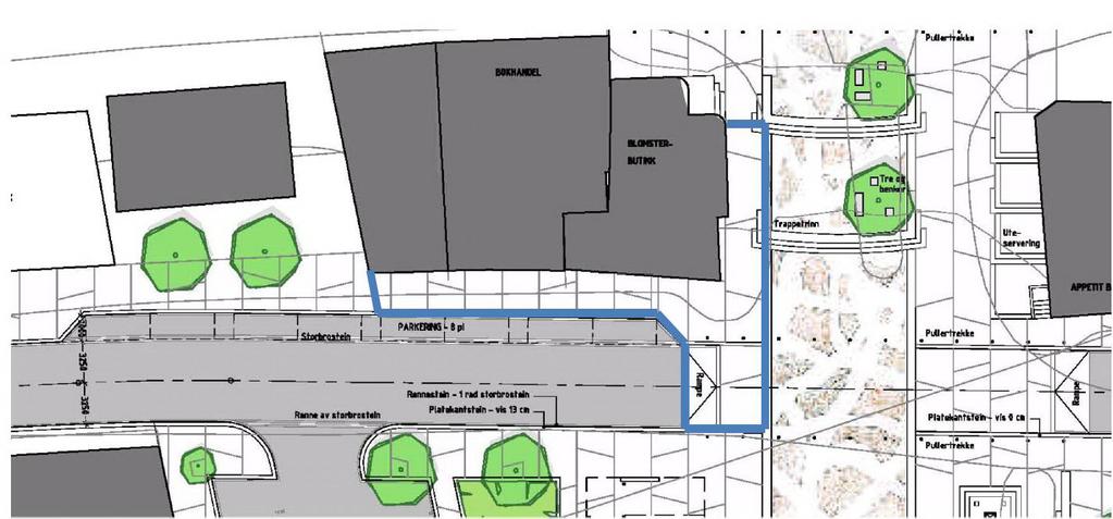 Vurdering / konsekvenser I utgangspunktet ble det planlagt at bussene skulle stoppe på busstopp i sjøgata ved torget. I påvente av dette ble det etablert en midlertidig løsning.