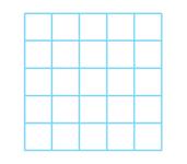 شكل 6-2 در درون مربع بدون خطکش یا وسایلی مانند آن 4 خط راست افقی و عمودی نازک با فاصلۀ 2 سانتیمتر بکشید. راهنمايي: خط افقی را از چپ به راست و خط عمودی را از باال به پایین بکشید.
