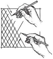راهنمایی: حرکت دست برای کشیدن خطهای مایل مانند شکل 6-5 است.