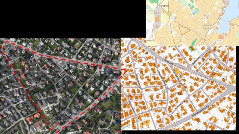 Figur 24: Sentralt eneboligområde Sandnes. 1,2 boenheter per daa.