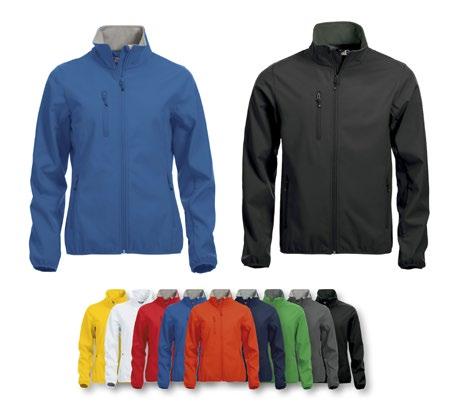 Marine og sort også 4XL og 5XL. Kr. 399,- SOFTSHELL BASIC VEST IKKE AVBILDET 402024 DAME 402025 HERRE Softshellvest med kontrastfarget microfleece inne i kragen. Vind- og vannavstøtende.