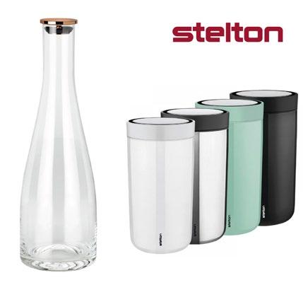 FUNKSJONELLE OG NYTTIGE GAVER 552128 STELTON FLOW Flow Allsidig karaffel. Flow er designet av Klaus Rath, produsert i glass av kraftig kvalitet og med et lekkert kopperlokk.