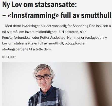 innstramming av anledning til midlertidig ansettelser