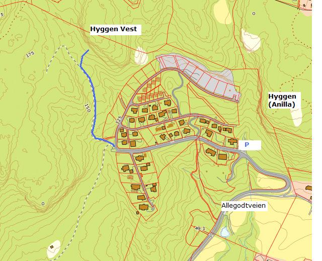 Veibeskrivelse/anmarsj: Fra E18 Kjellstad, følg skilt mot Rv23 Drøbak. Etter Lahell, ta av til høyre i rundkjøring mot Hyggen og Klokkarstua (Grimstadveien).