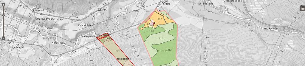 2 av 4 Før deling Etter deling Omsøkte fradelinger Fulldyrket jord 51,7 daa 51,7 daa 0 daa Overflatedyrket jord 0 daa 0 daa 0 daa Innmarksbeite 2,6 daa 2,6 daa 0 daa Produktiv skog 392,5 daa 295,8