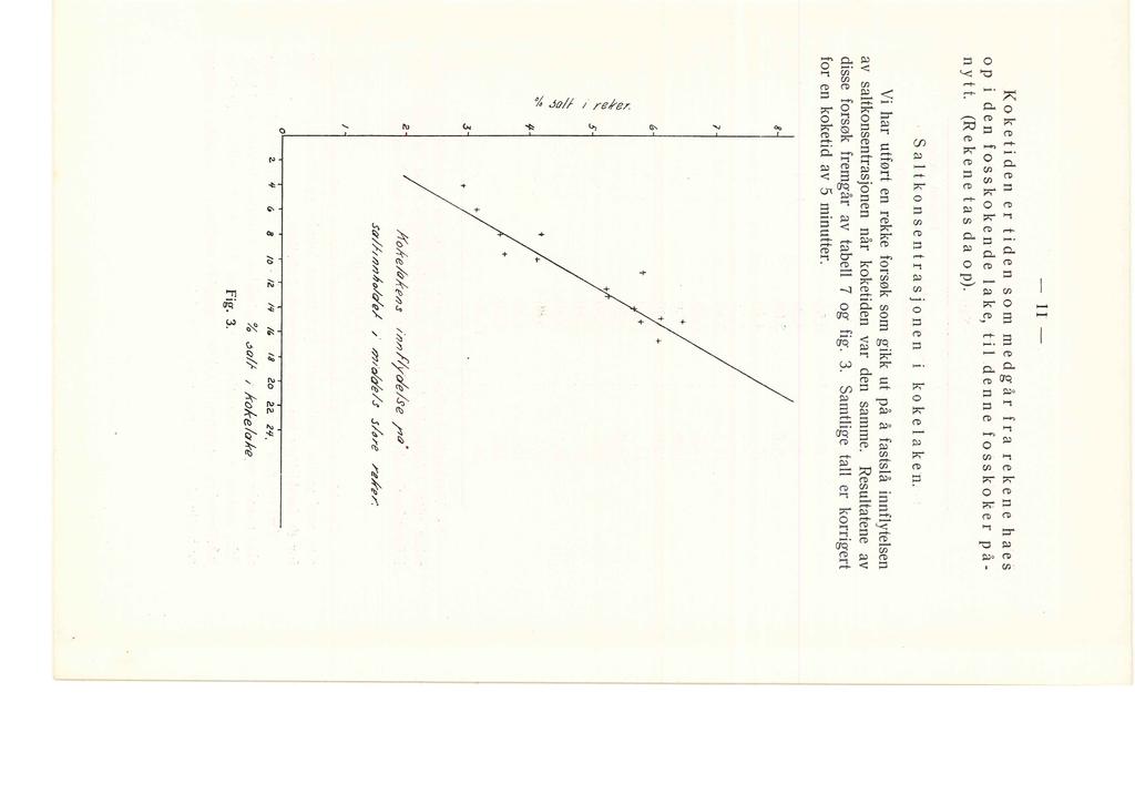 - 11- S a t k o n s e n t r a s j o n e n i k o k e a k e n. Vi har utført en rekke forsøk som gikk ut på å fastså innfytesen av satkonsentrasjonen når koketiden var den samme.