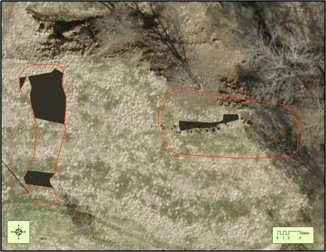 Kartfestinga blei gjort av Kristoffer Dahle, i form av luftfoto som er georeferert og bearbeida ved hjelp av ArcMap.