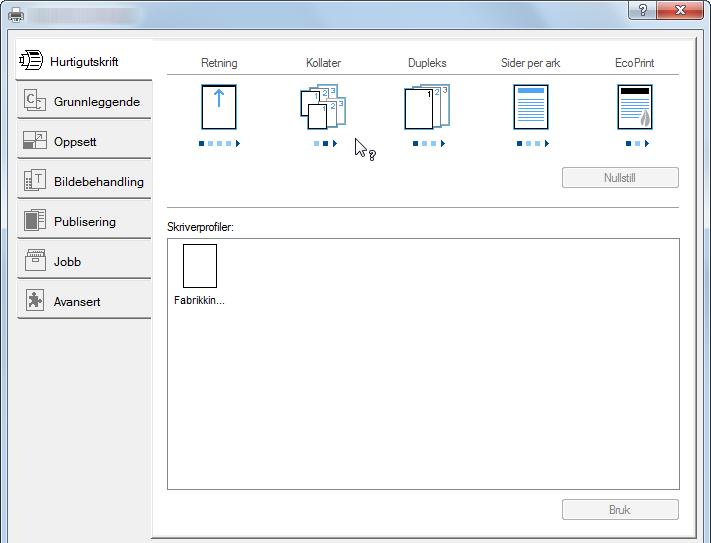 Utskrift fra PC > Skjerm for skriverdriverens utskriftsinnstillinger Nr. Beskrivelse 3 [Nullstill] Klikk for å gå tilbake til innstillingene til sine opprinnelige verdier.