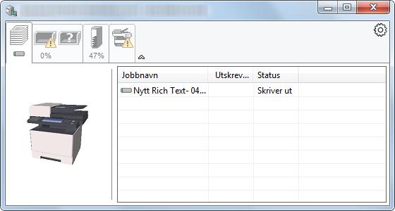 Utskrift fra PC > Overvåker skriverstatusen (Status Monitor) Fane for utskriftsframgang Statusen til utskriftsjobbene vises.