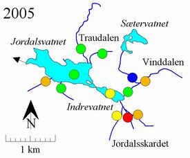 VURDERING AV RESULTATENE Jordalsvassdraget er tidligere undersøkt ved en rekke anledninger tilbake til 1968 (Samdal mfl.