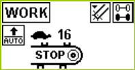 Power Control styring Igangsetting av Power Control Slå på betjeningspanelet ved - Et kort trykk på tasten I/O Betjeningspanelet starter i WORK-vinduet WORK-meny lessefunksjoner 1.