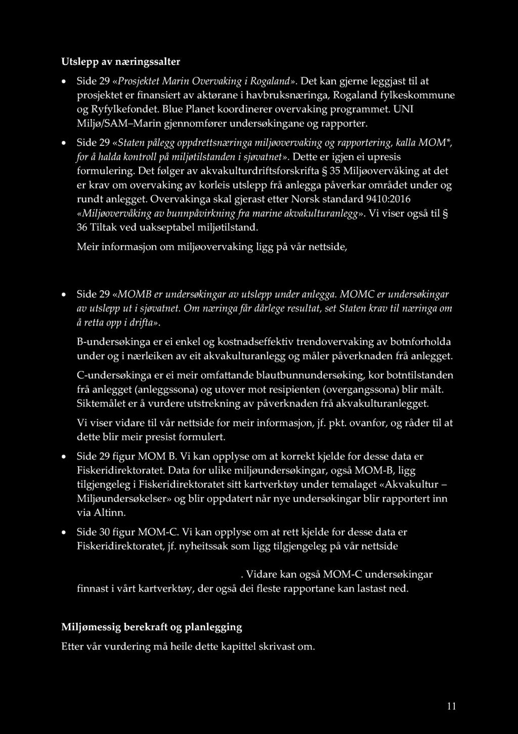 Utslepp av næringssalter Side 29 «Prosjektet Marin Overvaking i Rogaland».
