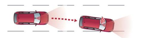 Filskiftevarsler En visuell og akustisk alarm vil varsle deg dersom bilen er på vei ut av kjørefeltet om ikke blink lyset er aktivert.