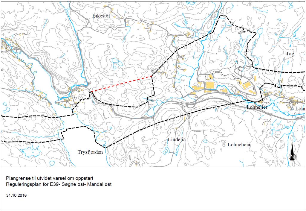 Figur 4-4 viser utvidelsen av plangrensen ved Lindelia (kilde: Nye Veier / Sweco) 4.4 Utleggelse til offentlig ettersyn Planen ble lagt ut til offentlig ettersyn den 15.02.