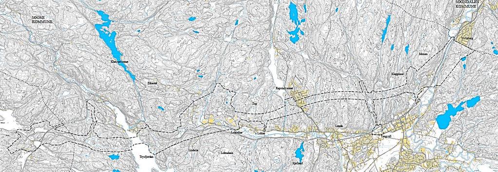 5.5 Planer under arbeid Av nye tiltak i planområdet, planlegges det blant annet store boligområder på Kjellandsheia, videregående skole på Tangvall, og skytebane nord for Lohnelier (Årdalen).