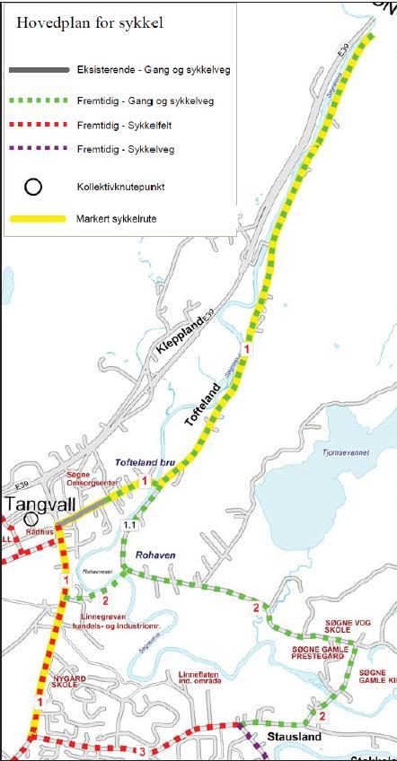 Brunvatneveien på Try. Lengst vest i planområdet, ved Mjåvatn, er det et T-kryss der E39 og fv. 459 Røyselandsveien møtes.