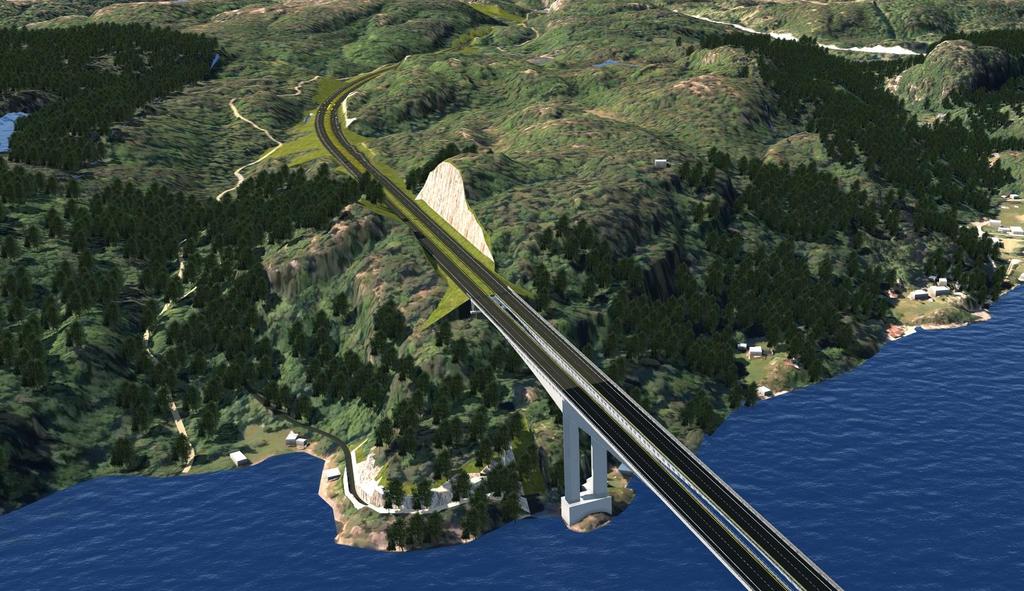 Brofundamentene etableres på land / kant sjø, som medfører minimal påvirkning på fjordbunnen i Trysfjorden. 7.5.