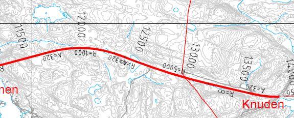 Figur 7-40 viser delstrekning 6 Dyredalen Mjåvatn (Kilde: Sweco) 7.5.6.1 Holbæktjønn Ny E39 går både på fylling og i skjæring fra Tryfjorden vest til Holbæktjønn.