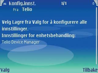 Konfigurasjonen er nå ferdig og telefonen må slås av og på for å fullføre installasjonen av @irtelio klienten.