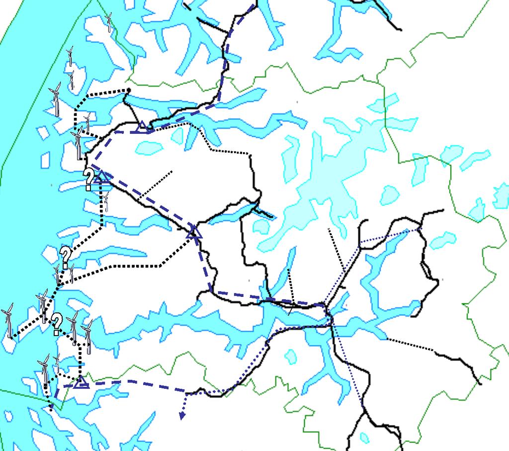 Området sør for Sognefjorden tilhøyrer BKK sitt utgreiingsområde. SFE er kjend med at også her må overliggade nett forsterkast for å tillate planlagd mengde ny produksjon.