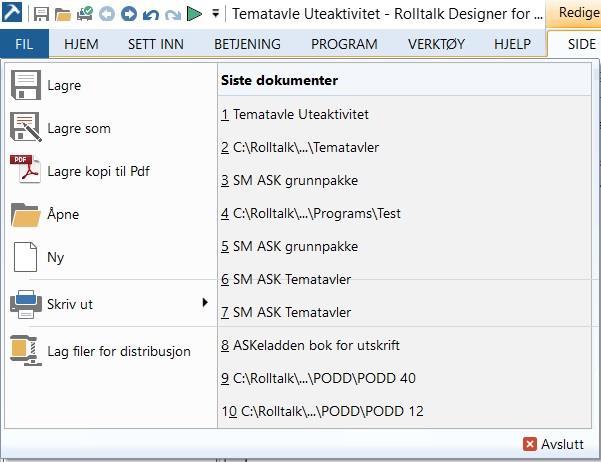 Avslutt Rolltalk Designer for Print Velg Fil klikk Avslutt.