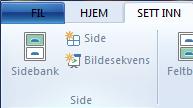 For å sette inn en side fra sidebanken gjør du følgende: Marker et felt, legg inn et bilde og en tekst som