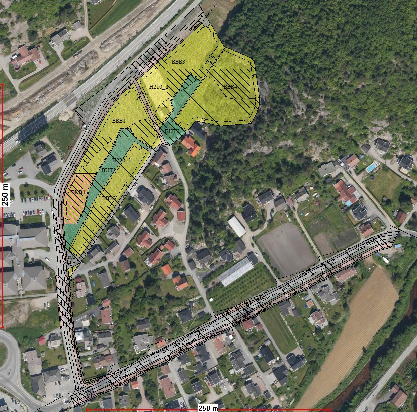 alternativ 2 med fortau langs Toftelandsveien (vedlegg 3 og 4). Planbeskrivelsen er felles for begge alternativene (vedlegg 5). Planforslaget legger til rette for bygging av ca.