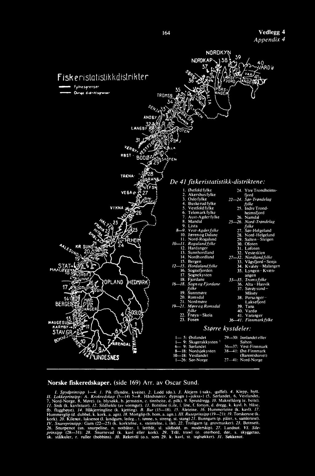 TUNA- ' ARENDAL FStl 27 BIN- DA HEIMARK.1 28 "3/ De 41 fiskeristatistikk-distriktene: I. Østfold fylke 24. Ytre Trondheims- 2. Akershus fylke fjord 3. Oslo fylke 22-24. Sør- Trøndelag 4.