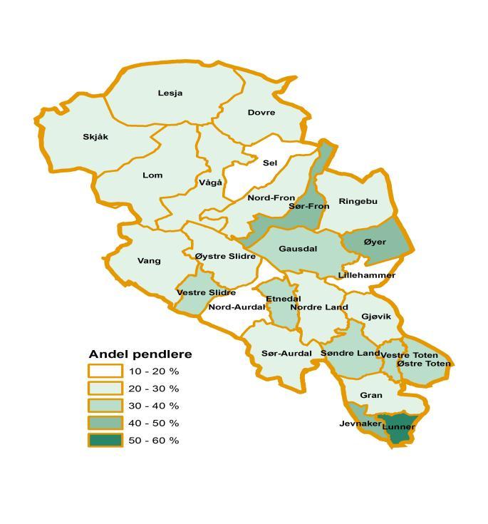 Andel av befolkningen 20-66 år som pendler ut av bostedskommunen, 2013