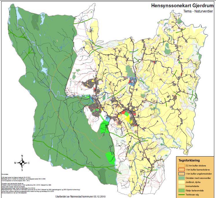 Hensynssonekart landbruk og naturverdier Dette kartet viser områder med viktige landbruksareal og naturverdier som må