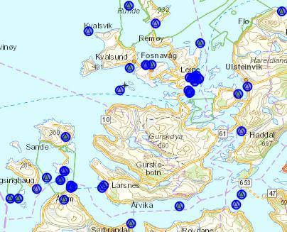 Figur 4-8: Det er konsentrasjon av ulykker ved fergestrekninger og ved kaiområder. 4.3.