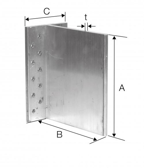 BTALU BJELKEBæRERE Mål [mm] Utspikring Characteristic capacity Vertical load [kn] Min.