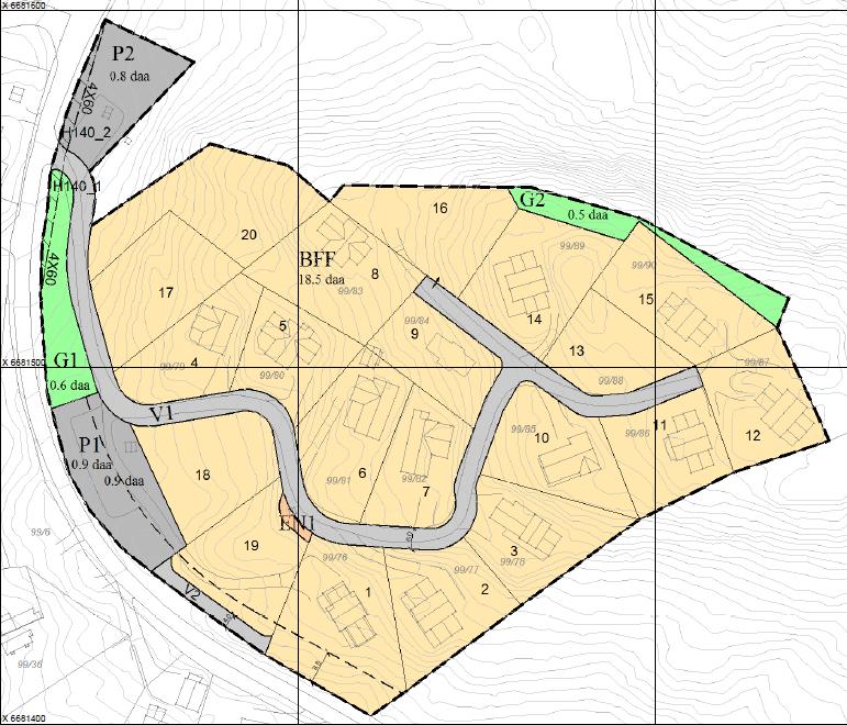 2. REGULERINGSPLANEN Plankartet for Nye Nordstrandkollen er vist nedenfor slik det lå ute ved 2. gangs offentlig ettersyn.