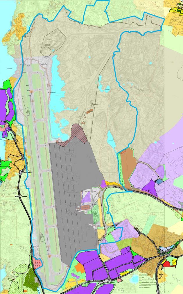 TEGNFORKLARING (kommuneplanens arealdel) Figur 18: Skissen viser Alternativ 0, dvs Fase 1 i Masterplanen, gjeldende