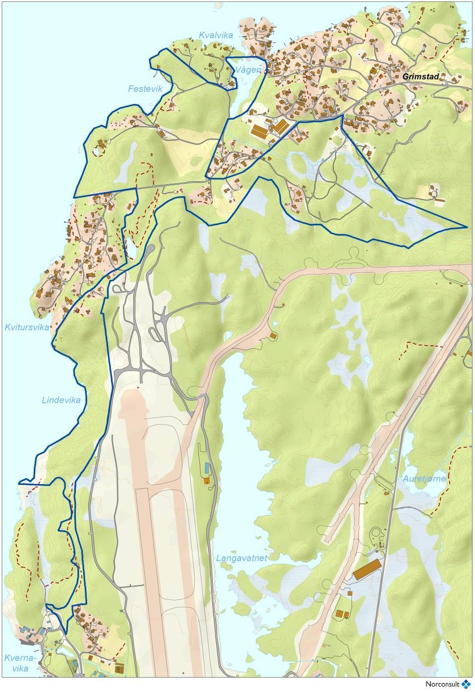 Område 7b: Grimstadneset Dette området omfatter naturområder på nordsiden av flyplassgjerdet/ gjerdet til det militære området og områder på vestsiden av flyplassgjerdet sørover til registrert