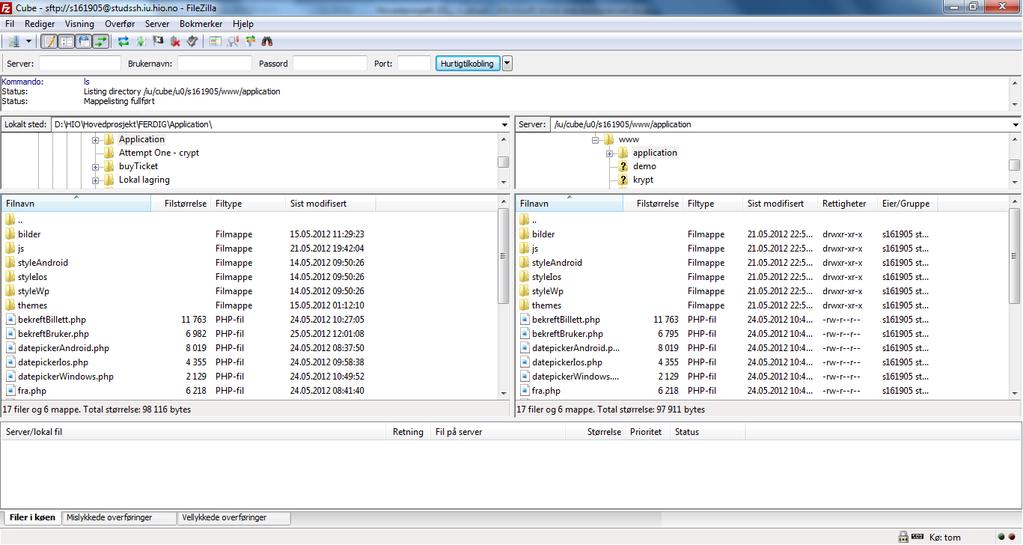 7.1.2 FileZilla FileZilla er en FTP- klient som ble benyttet til publisering av applikasjonen på Internet.
