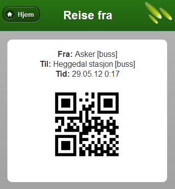 For å se billetten må brukeren trykke på QR- koden i høyre kolonne i mine billetter.