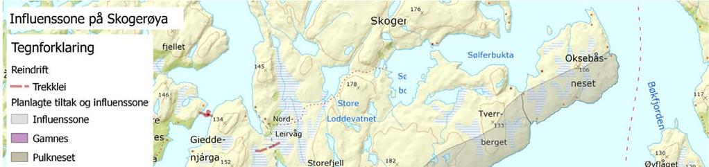 Figur 7: Kartet viser influenssonen på Skogerøya. 5.