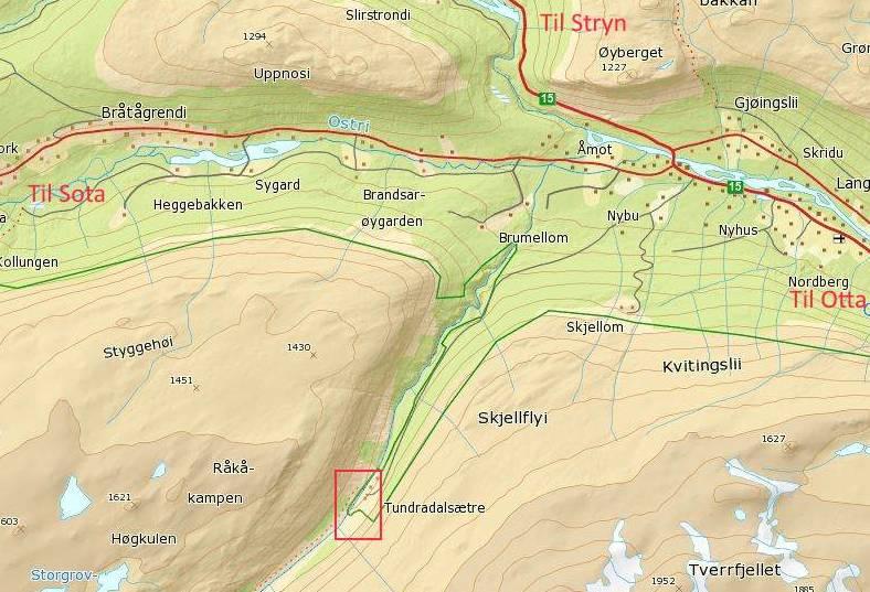 Søknaden Beitebrukarane søkjer om: Det vart oppført eit bæjegerde ved Tundradalsbrua fyrst på 1980-talet. Gjerdet består av stolpar og to slinder over kvarande.